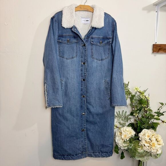 FASHION NOVA jacket | Swept You Off Your Feet Denim Coat | Medium Wash | large - Picture 5 of 14